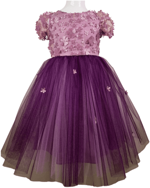 Violeta kleita ar puķītēm un tillu