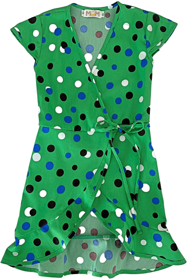 Zaļa kleita ar punktiņiem