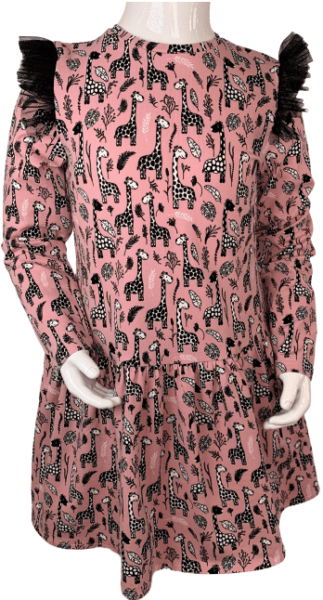 Rozā kleita ar žirafēm